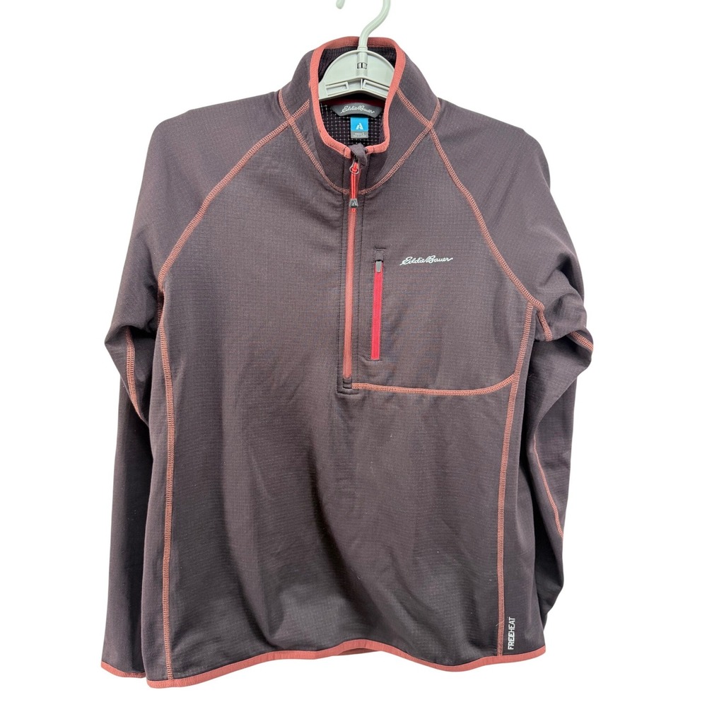 Eddie Bauer High Route Grid Fleece Womens L FreeHeat Pullover‎ Burgundy